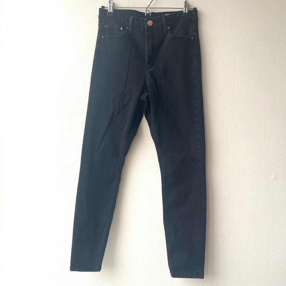 ASOS High Rise Ridley Skinny Jeans In Washed Black - Picture 2 of 9